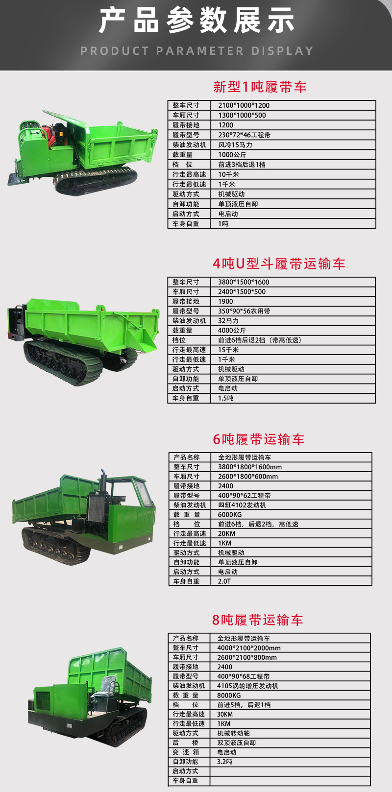 Engineering hydraulic dump crawler transport vehicle Agricultural all terrain crawler vehicle Tracked tipper