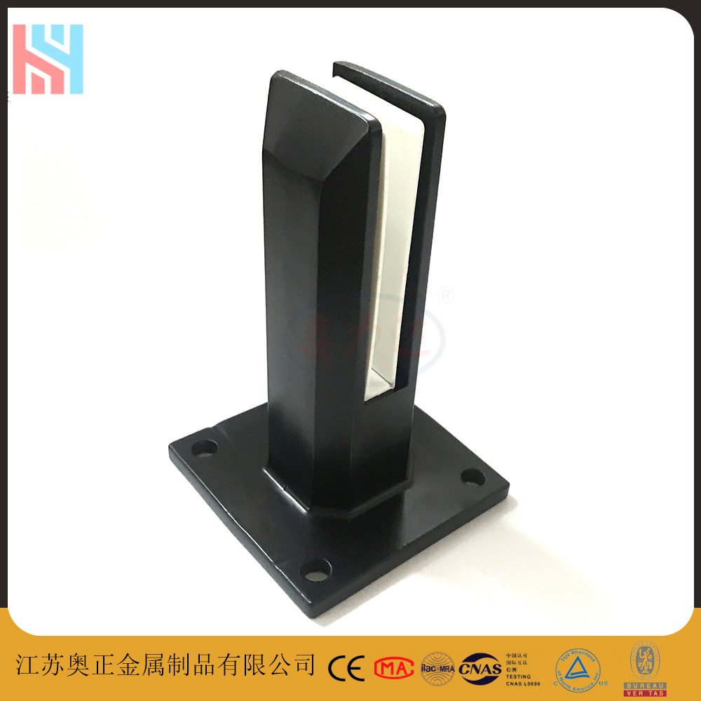 Stainless steel swimming pool glass clip, black paint, square hole free swimming pool clip, swimming pool fixing clip