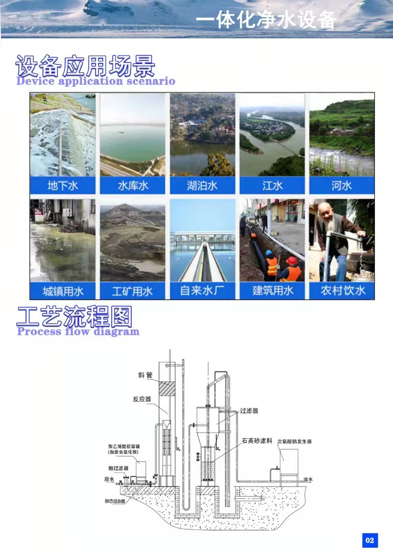 Integrated water purification equipment Gravity river water drinking water purifier Integrated water plant purification