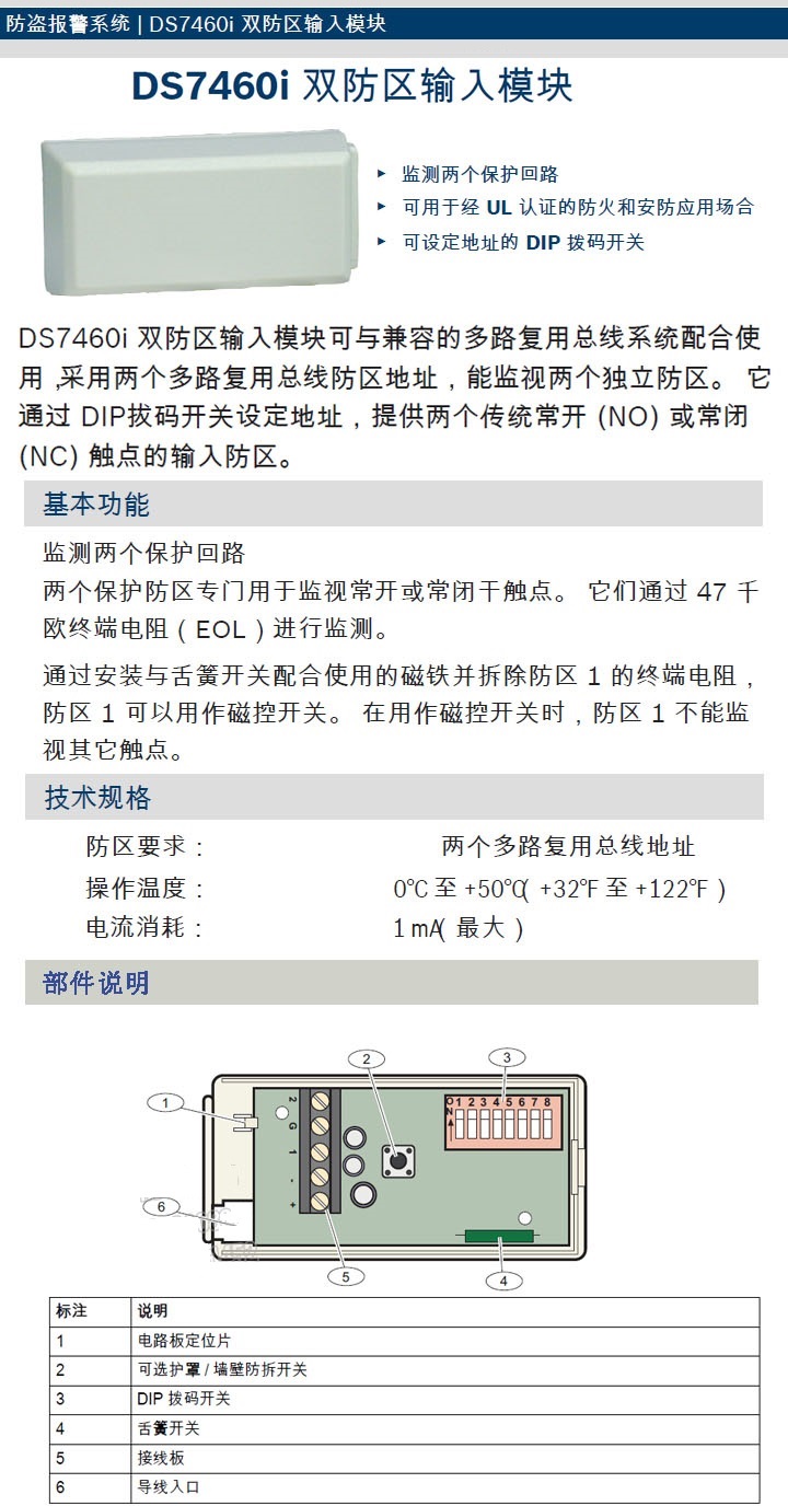 BOSCH DS7465I-CHI single zone input/output module DS7460I dual zone address module