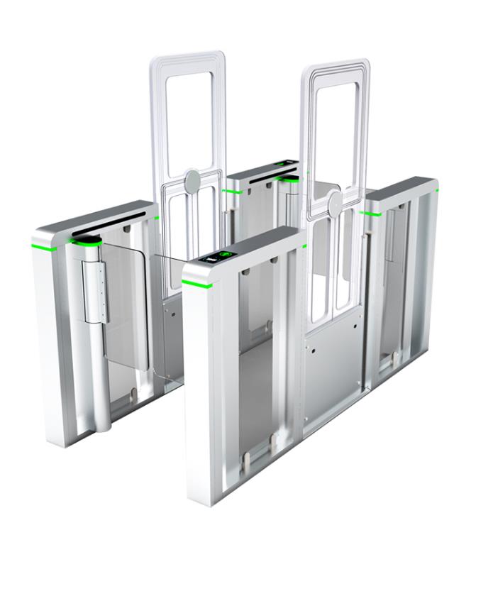 Deluxe swing gate system for office buildings, pedestrian passage gate machine, access control, collision prevention, and quick access door for quick identification and passage