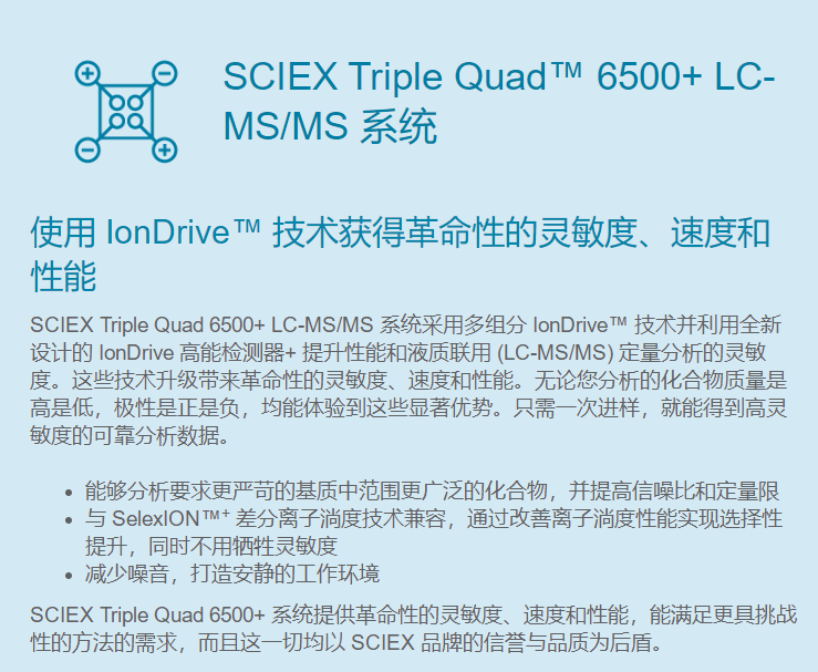 AB液质联用仪 SCIEX Triple Quad™ 6500+ LC-MS/MS系统 产品关键词:ab液质联;液质联用仪6500+;液质联用 ...