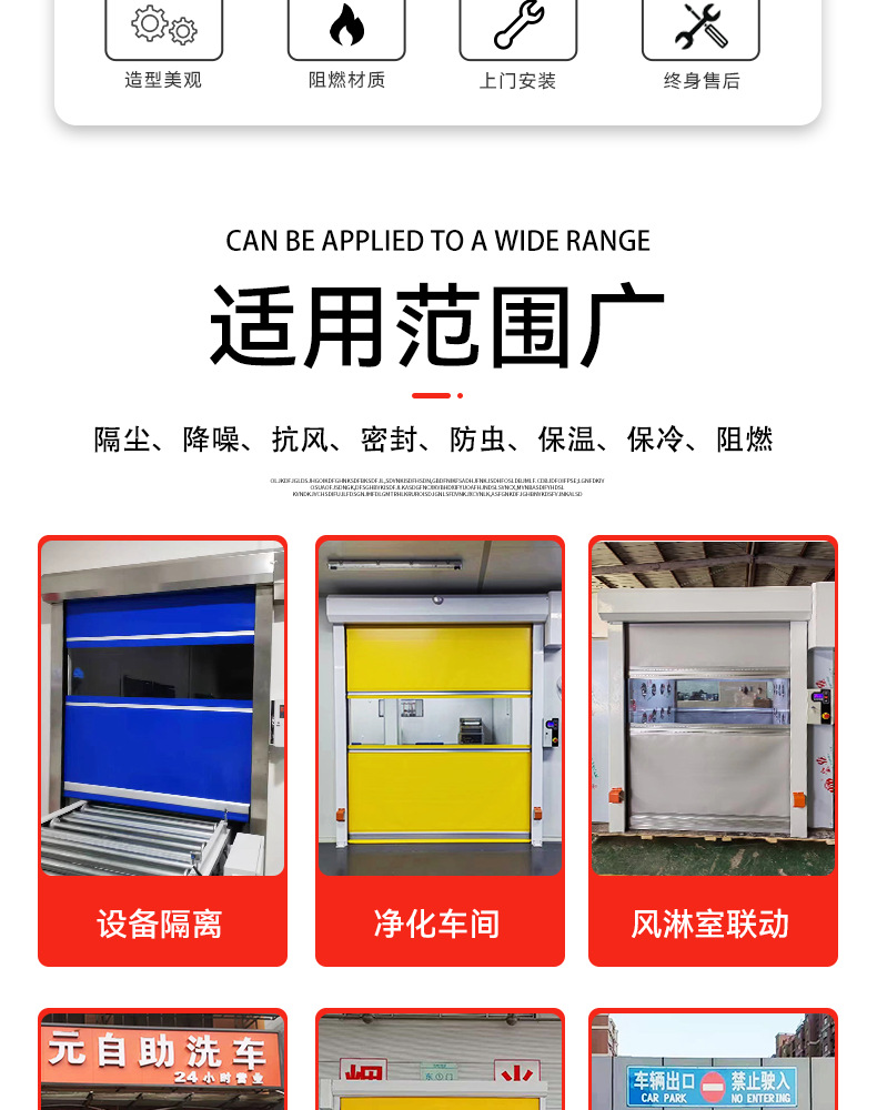 PVC fast door, dust-free workshop, self-service car washing room, dust-proof automatic induction, soft curtain door, fast Roller shutter