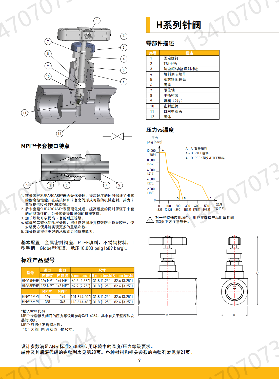 Parker Needle Valve HNVSM6A American Parker Ferrule Needle Valve 6mm Double Ferrule Connection Instrument Valve