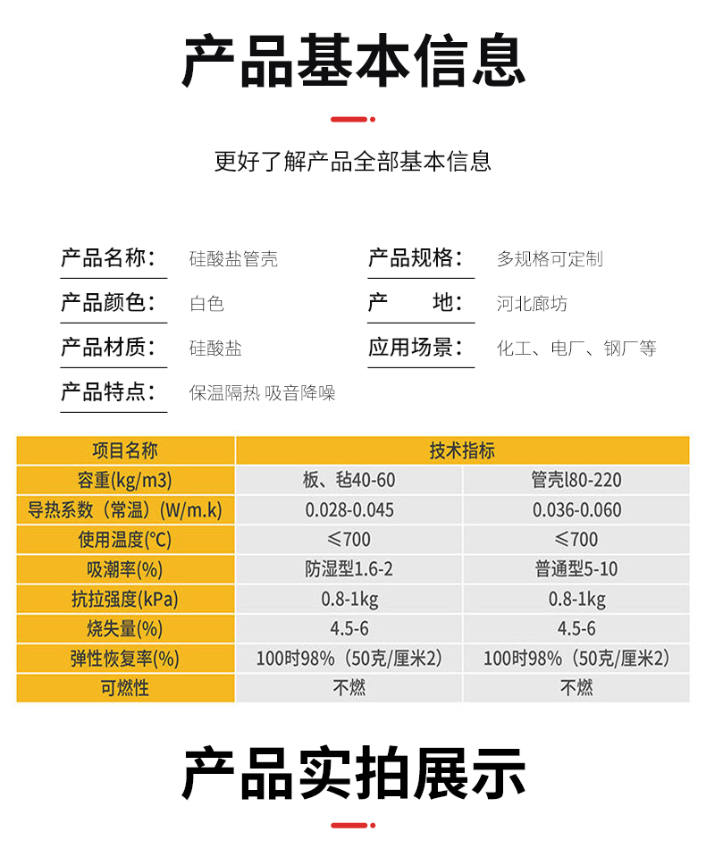 Foam asbestos insulation pipe Grade A silicate pipe manufacturer High density high temperature resistant environmental protection material