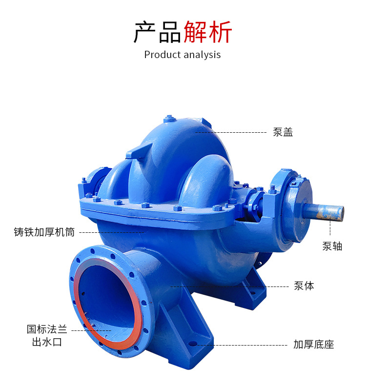 SH, S double suction pump manufacturer, large flow circulating pump, single stage centrifugal pump, high head farmland irrigation pump lift