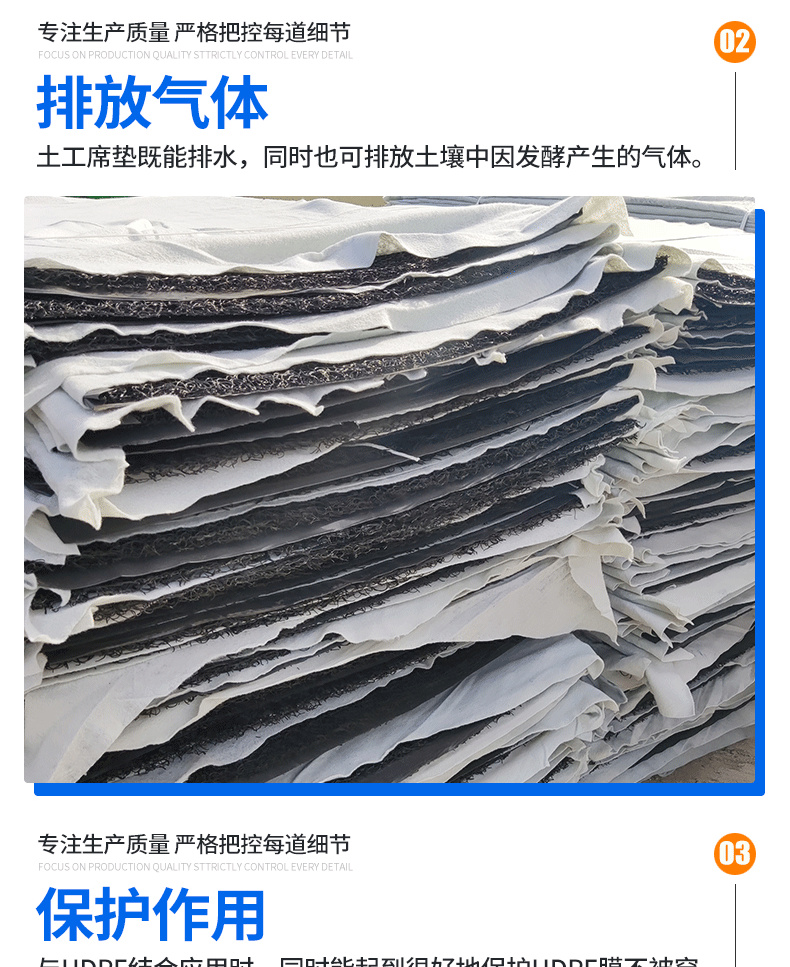 PP geotextile mat, RCP disordered wire seepage drainage network mat, garbage dump, PFF integrated inverted filter layer, highway and railway drainage