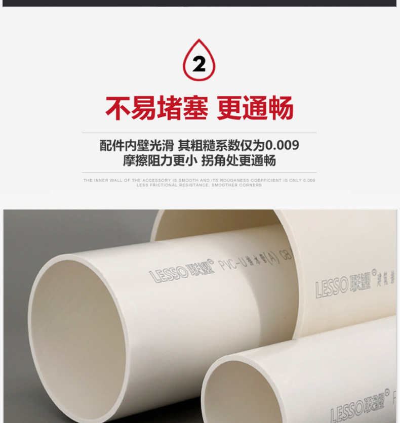 Lesso Liansu PVC plastic drainage pipe, building water supply pipe, solid wall hard pipe, white DN315 DN400 large diameter