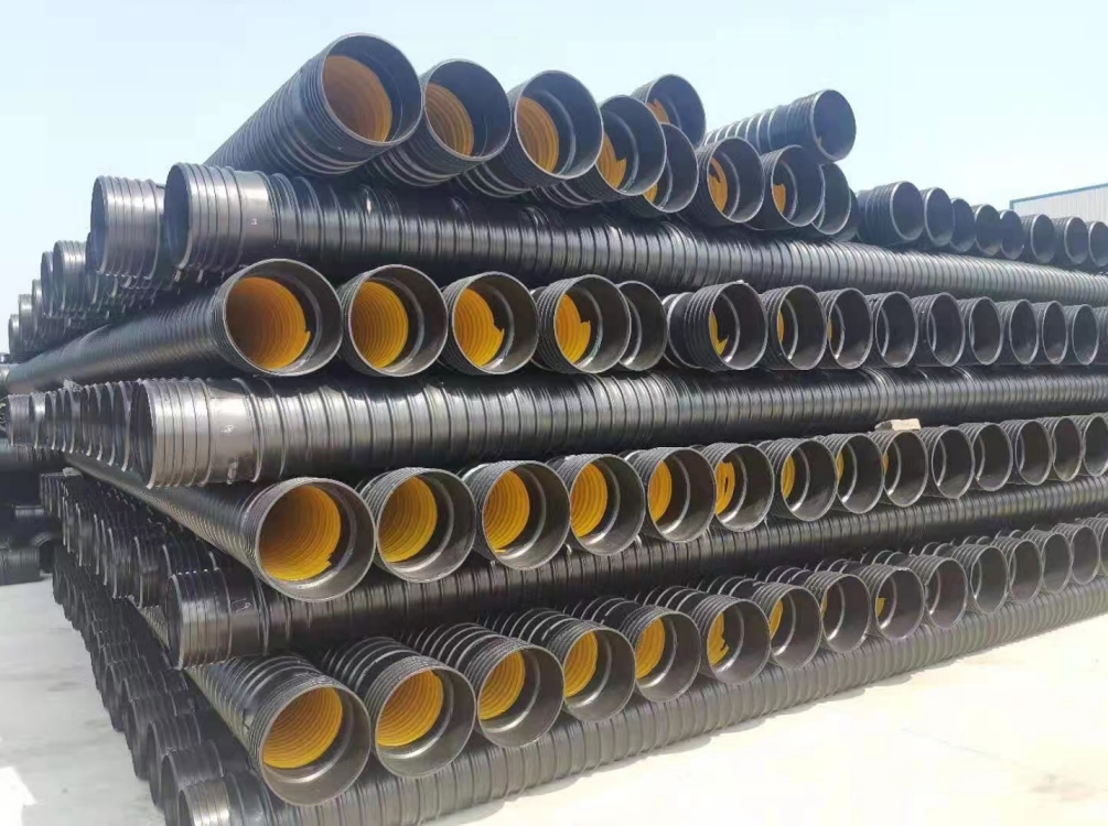 High density polyethylene steel strip reinforced spiral corrugated pipe DN300 drainage pipe source manufacturer supports customization