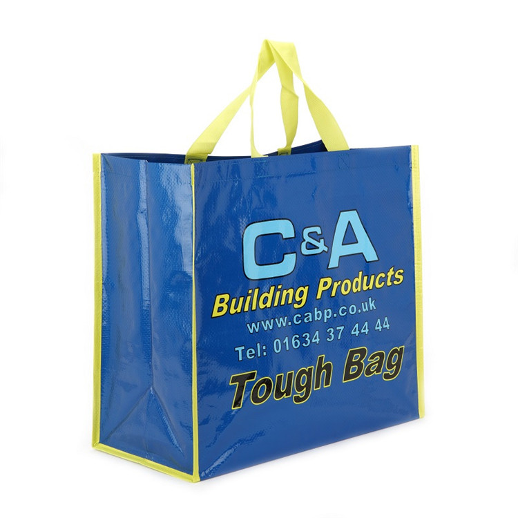 Simple cartoon style tote bag, fashion supermarket, convenient shopping woven bag, can be printed with a logo