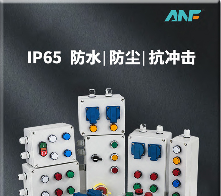 安诺菲开孔22mm1孔按钮盒IP65防护等级2孔3孔4孔5孔6孔多位控制盒