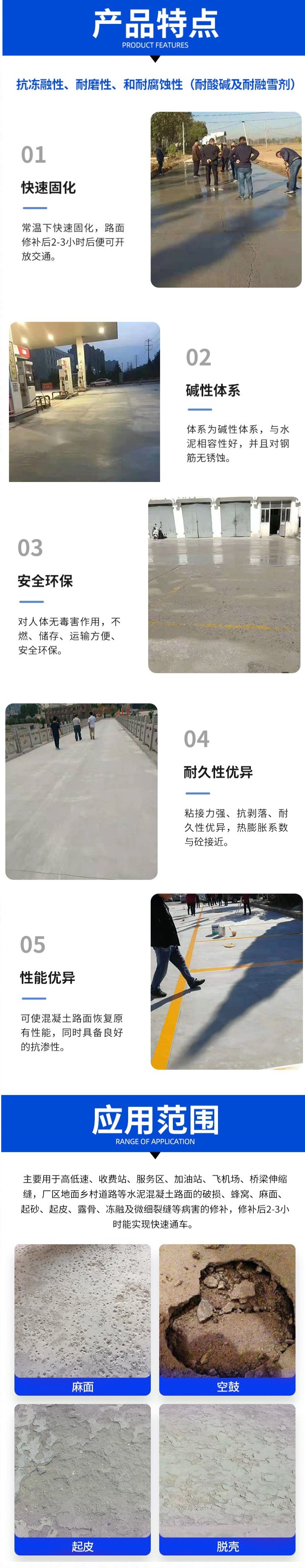 Wanji CGM Road Rapid Repair Material with High Compressive Strength and Thin Layer Repair Material for Concrete Pavement