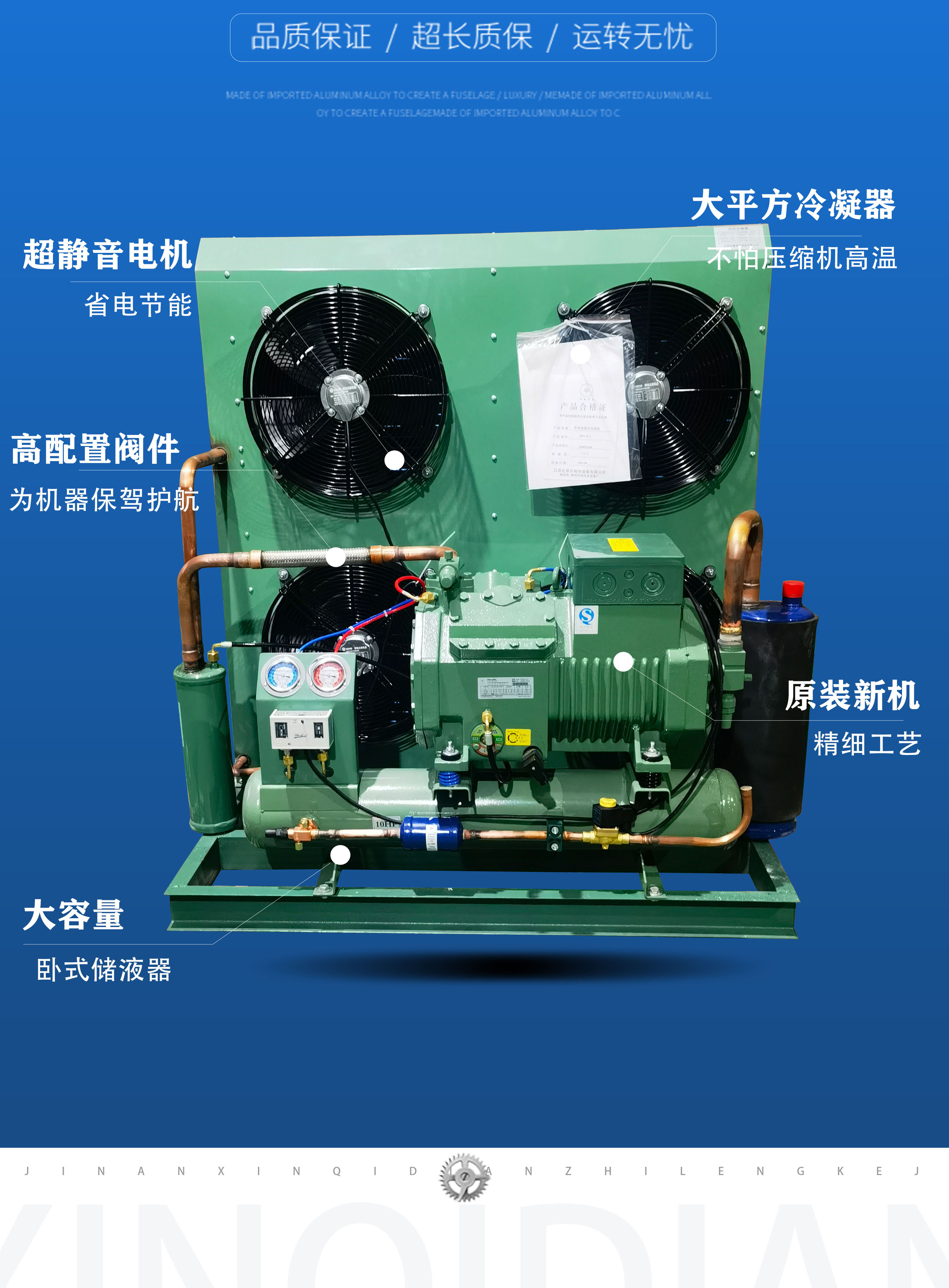 Bizel Cold Storage Refrigeration Compressor Unit Low Temperature Semi enclosed Piston Air Cooling Unit