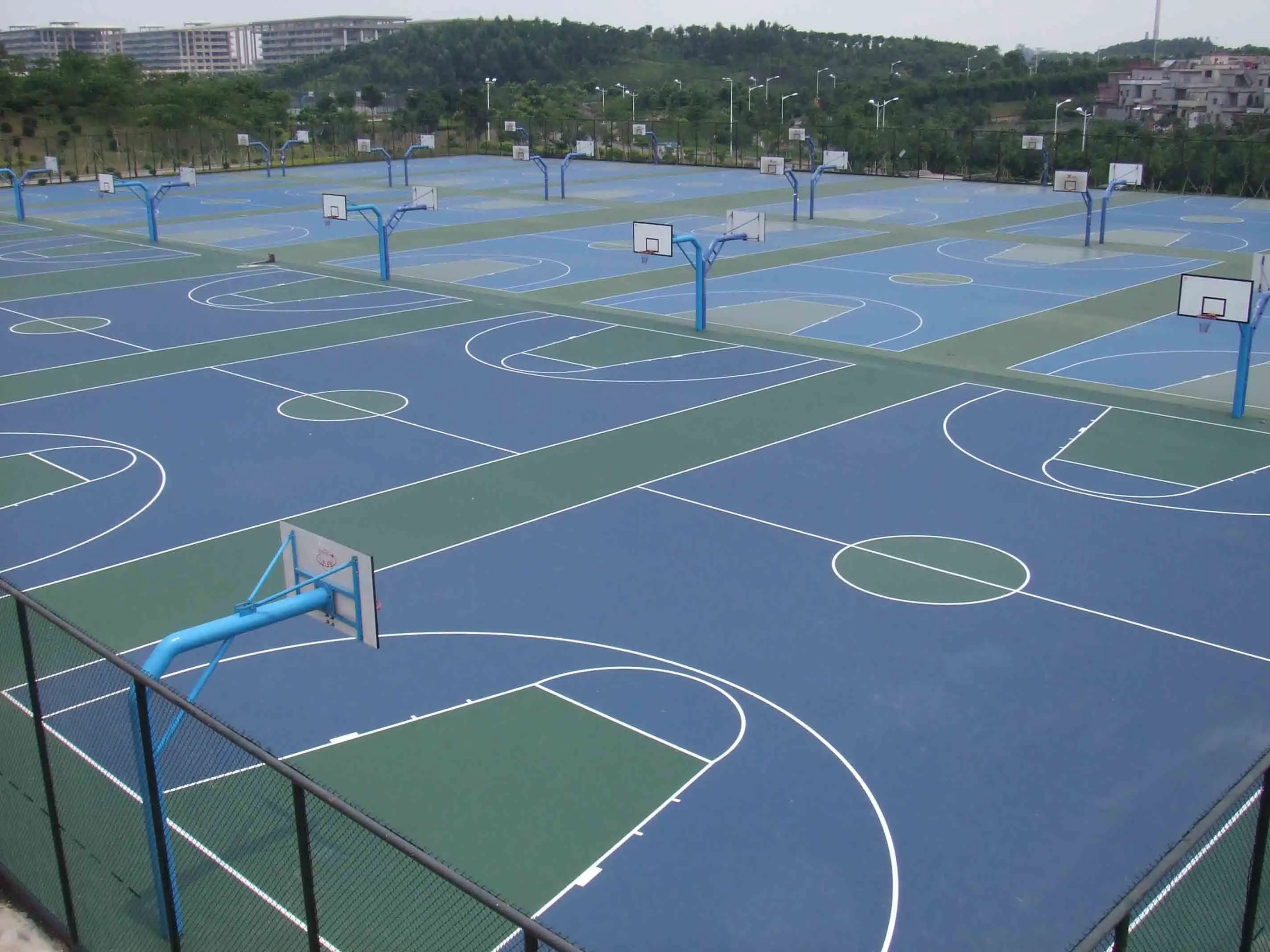 Silicon PU court, basketball court, sports ground construction, labor contract, material, corrosion resistance, wear resistance, blue sky sports