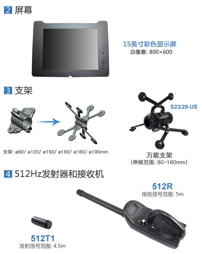 Water well inspection camera ZM-A2-C23 household leak detection pipeline inspection