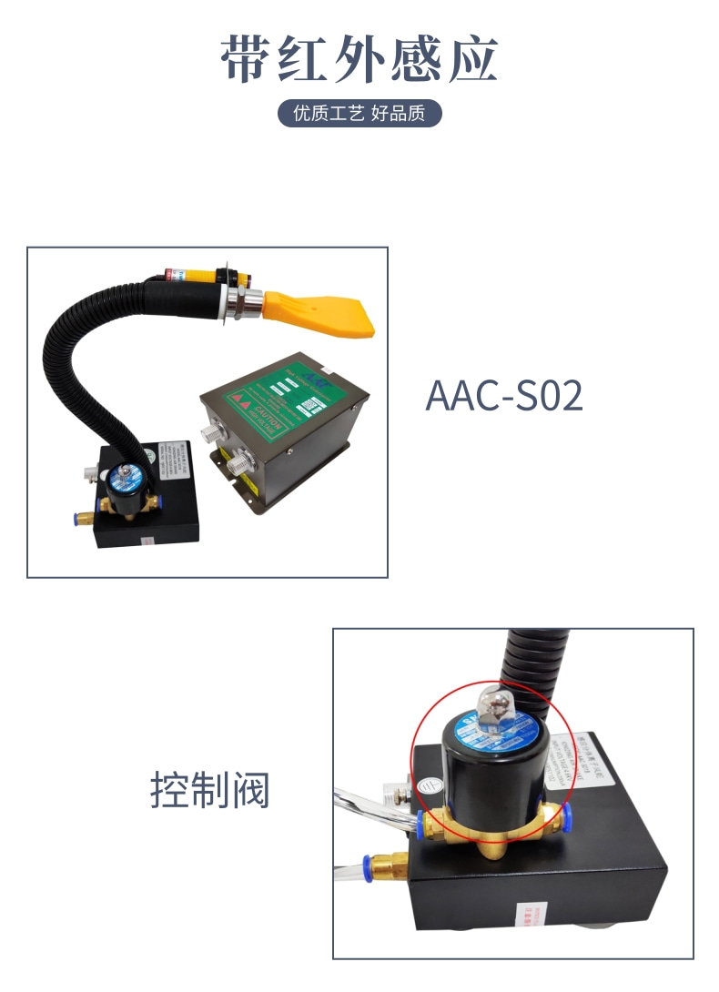 AAC-S01 split type dust removal and static electricity removal ion wind snake belt infrared induction snake type static electricity eliminator