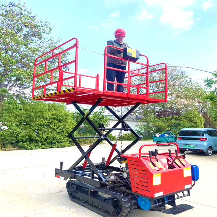 Multifunctional automatic lifting and lifting platform for fruit picking and lifting Crawler type orchard high-altitude operation hydraulic lifting vehicle