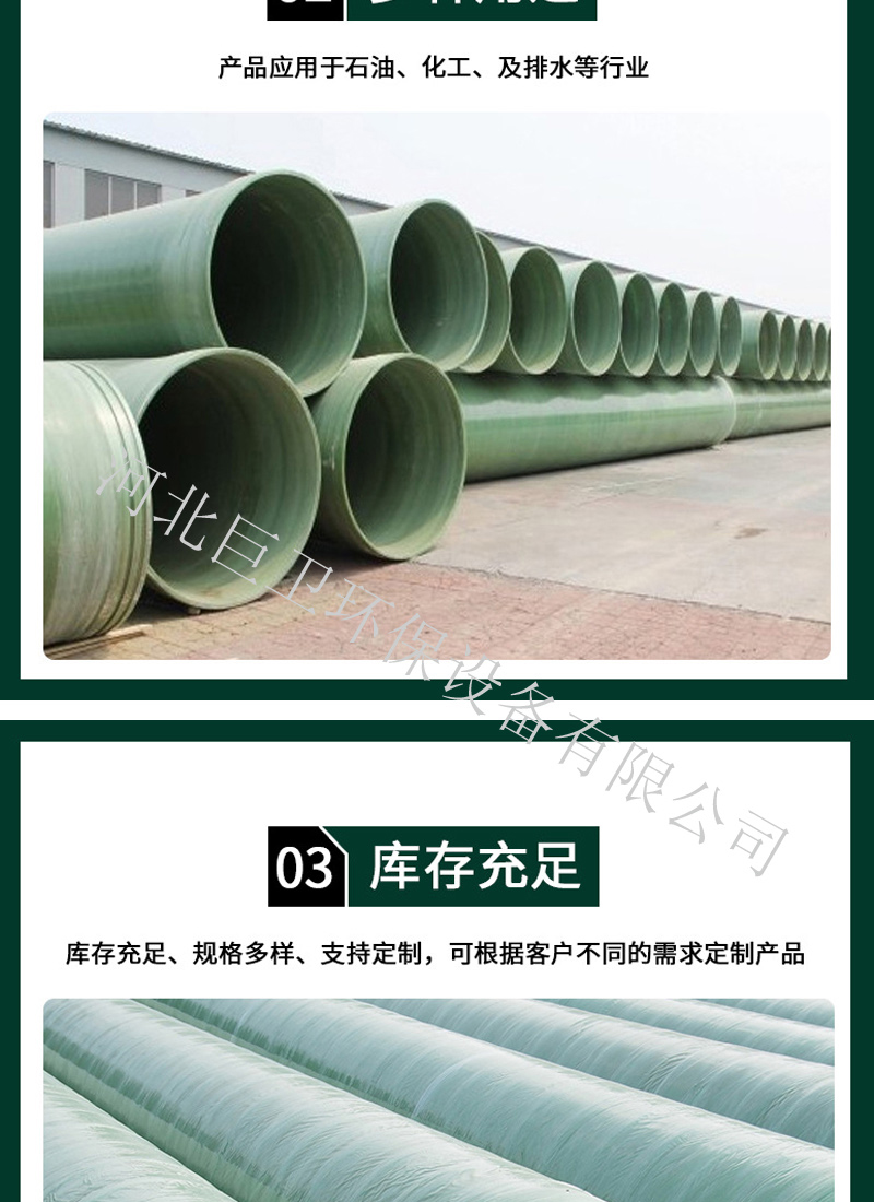 Chemical plant fiberglass ventilation pipes, sewage tank ventilation pipes, corrosive gas diversion pipes with complete specifications