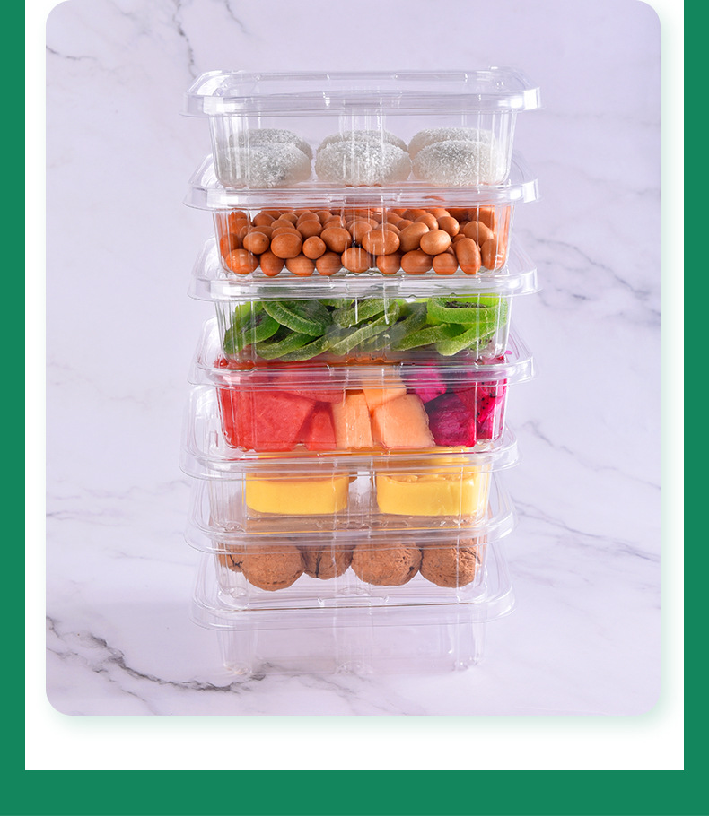 Spot lock fresh fruit box, rectangular plastic packaging, candied and dried fruit tearing and sealing box