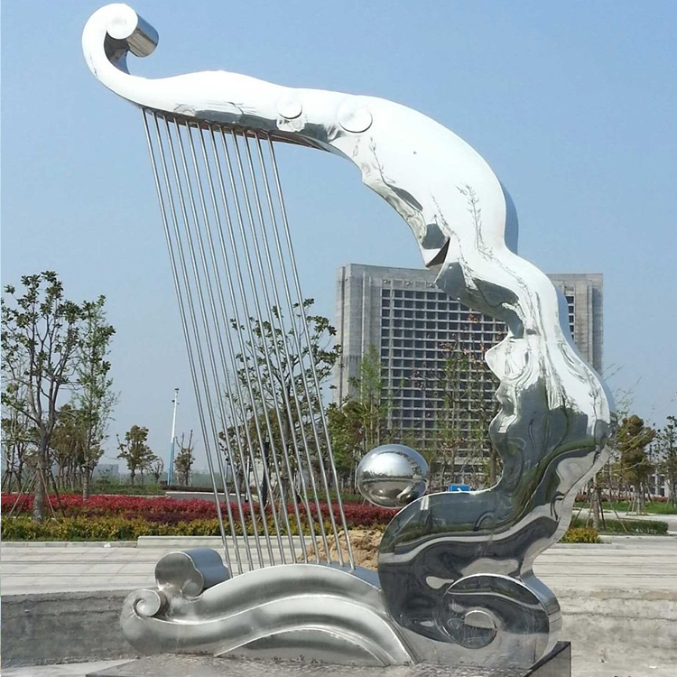 Fountain stainless steel sculpture, outdoor garden square decoration, ornaments, landscape sculpture, green pride