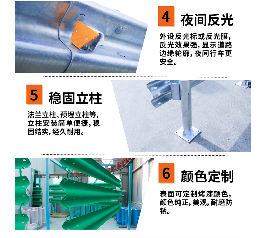 Double wave galvanized spray plastic railing, rural road waveform guardrail board, highway collision prevention