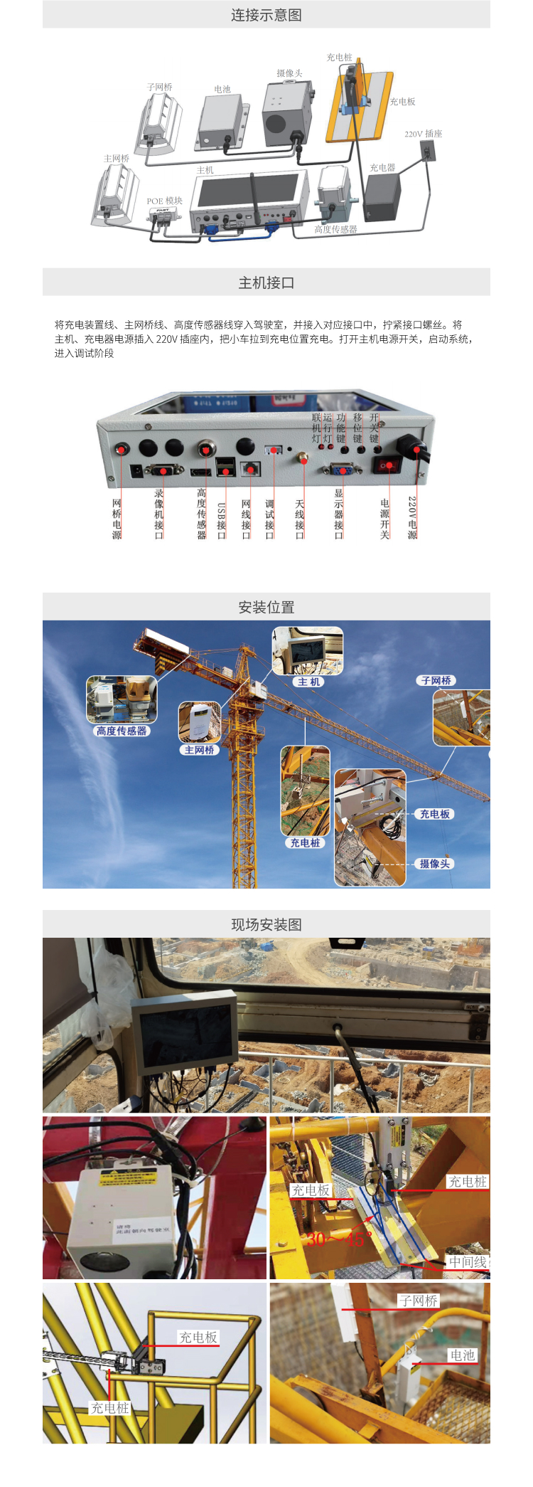 Hook safety control system TCSMY-2 host 300 * 200 * 65mm 10.1-inch display screen