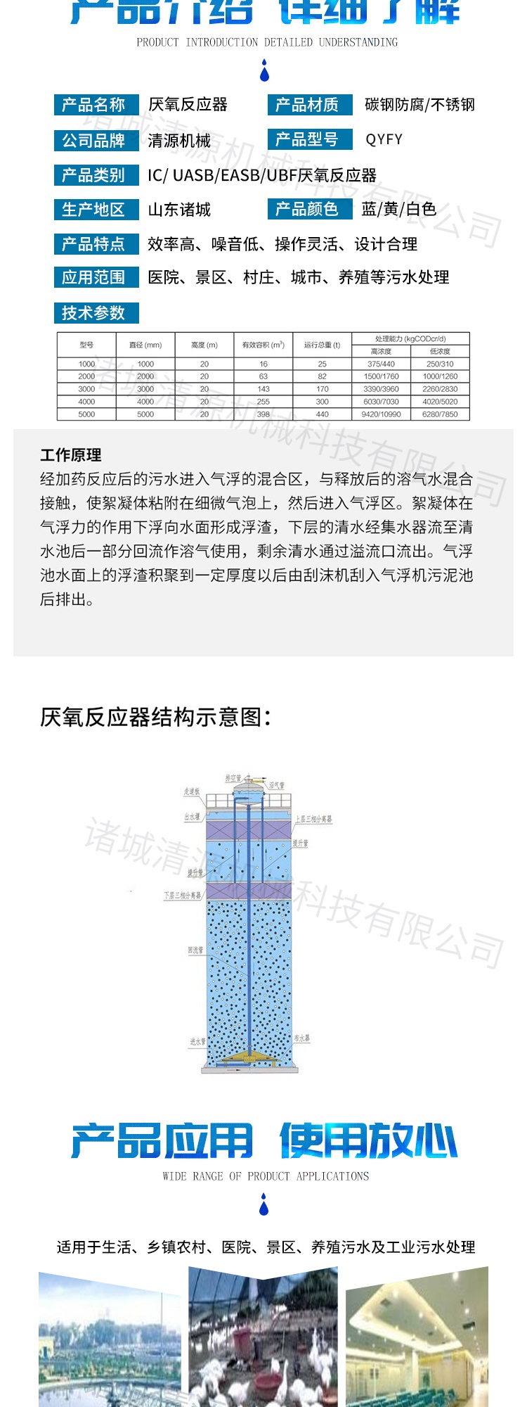 High concentration wastewater treatment equipment, anaerobic reactor, multiple configuration options, manufacturing, processing, and source cleaning