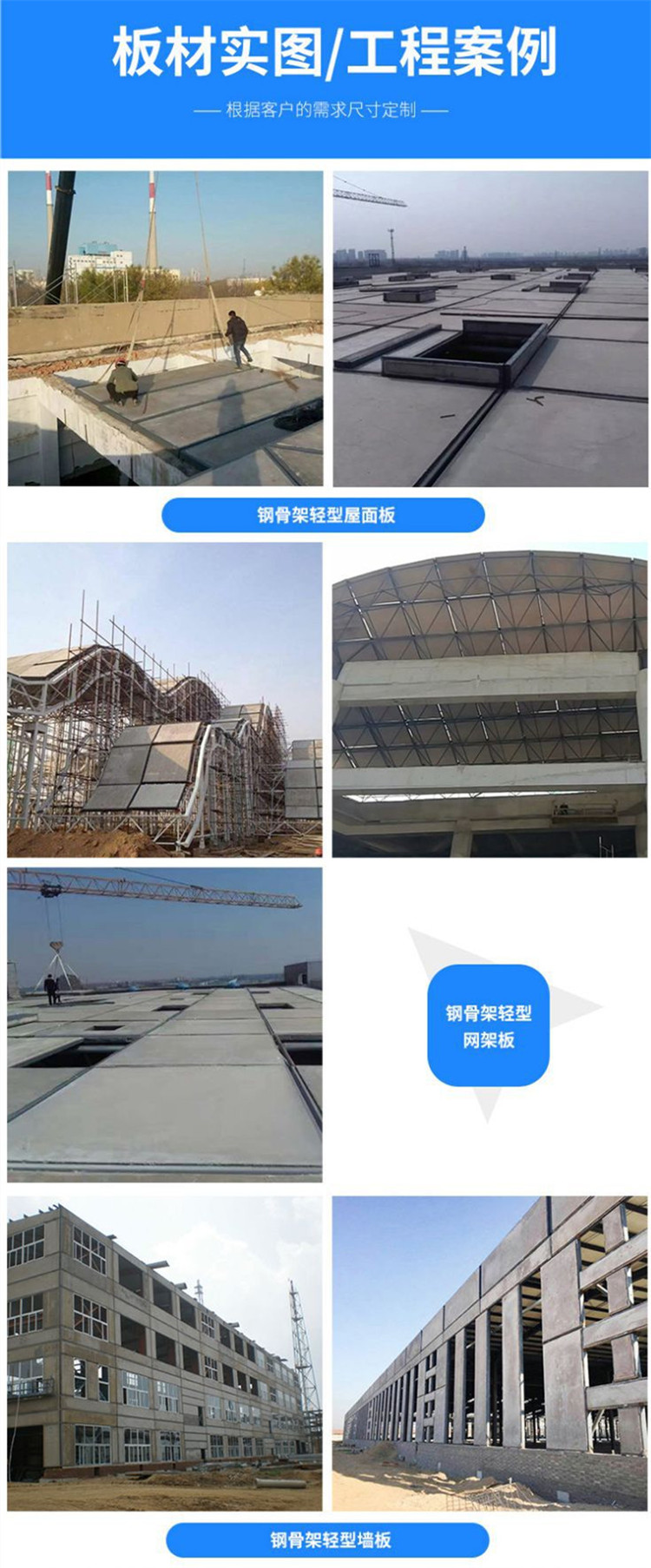 Long service life of prefabricated large-span roof panels, grid structures, and floor panels with steel skeleton lightweight panels