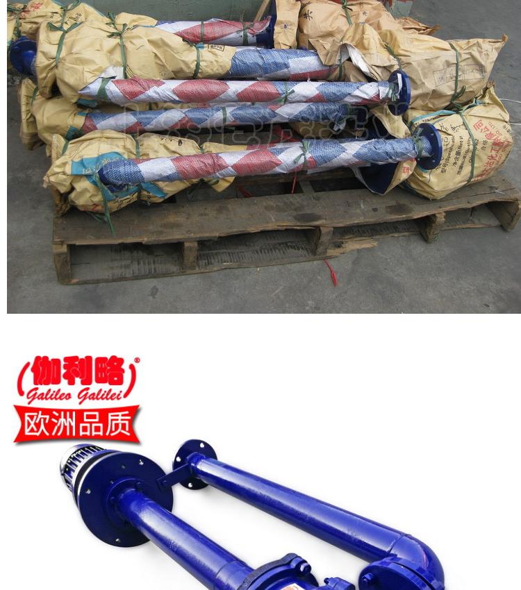 YW stainless steel double pipe sewage vertical long shaft non clogging sewage submerged pump Galileo brand