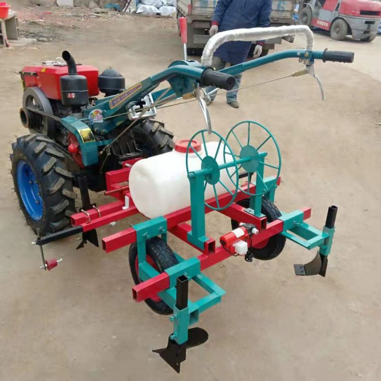 Strawberry and scallion trenching and cultivation machine, rotary tiller, seat walking wheel, hand held corn seeder