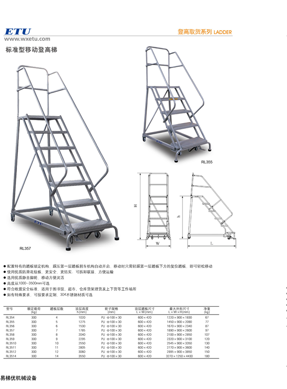 Climbing Ladder Warehouse Climbing Vehicle 1.5 meters Mobile Platform Safety Protection Pickup Elevator