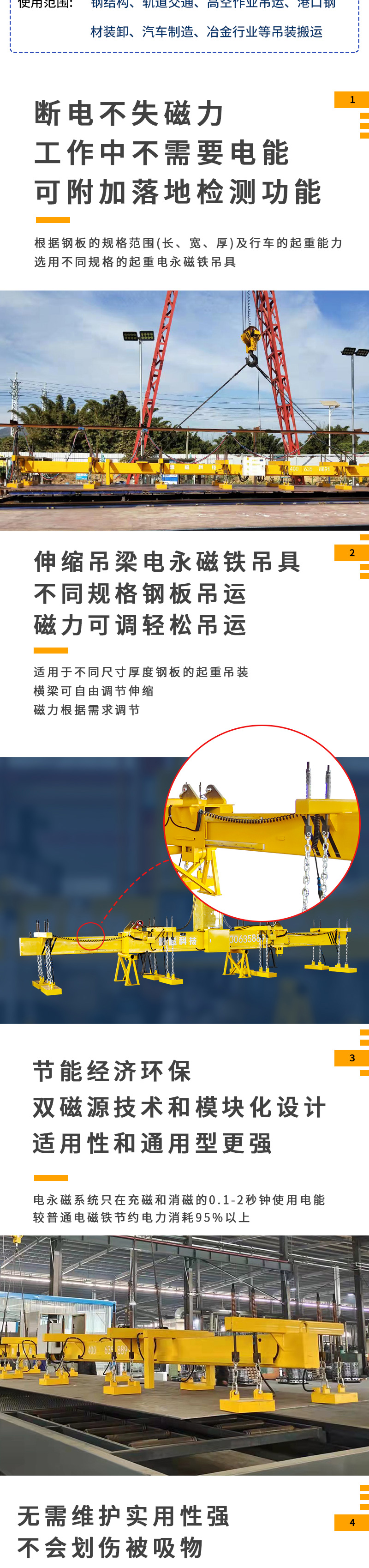 Special magnetic lifting suction cup for steel plate cutting, loading and unloading, electric permanent magnet hanger, customized by magnetic and electrical manufacturers