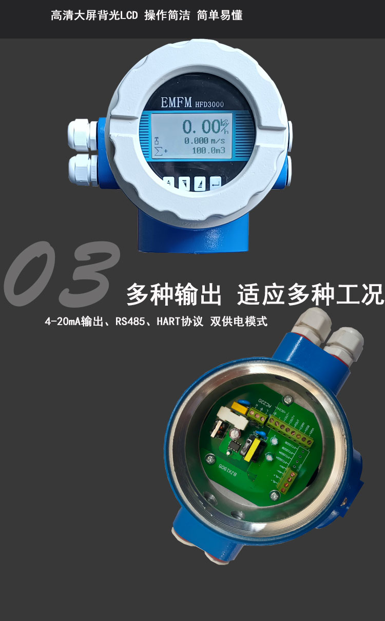 Gold standard instrument intelligent integrated chemical wastewater electromagnetic flowmeter DN25 pipeline type tap water, saline water, coal slurry