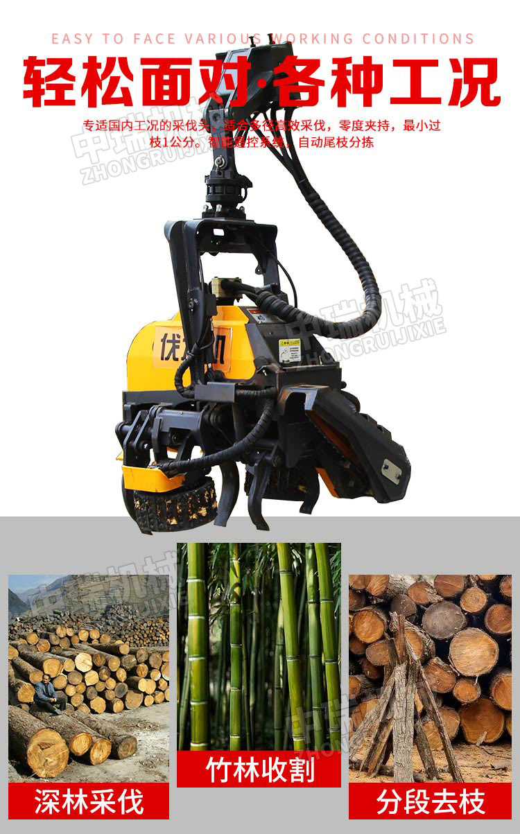 Hydraulic logging, branch removal and cutting integrated tree cutting machine, fully automatic logging machine, forestry automatic sawing machine