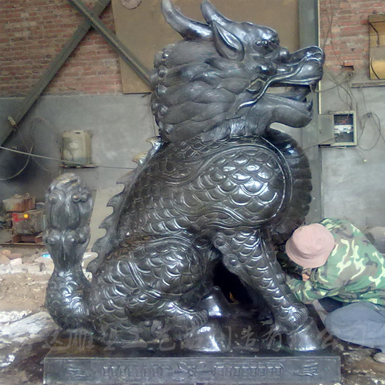 2 meter copper kylin processing doorstep feng shui copper god beast fire kylin customized copper pixiu jie yi