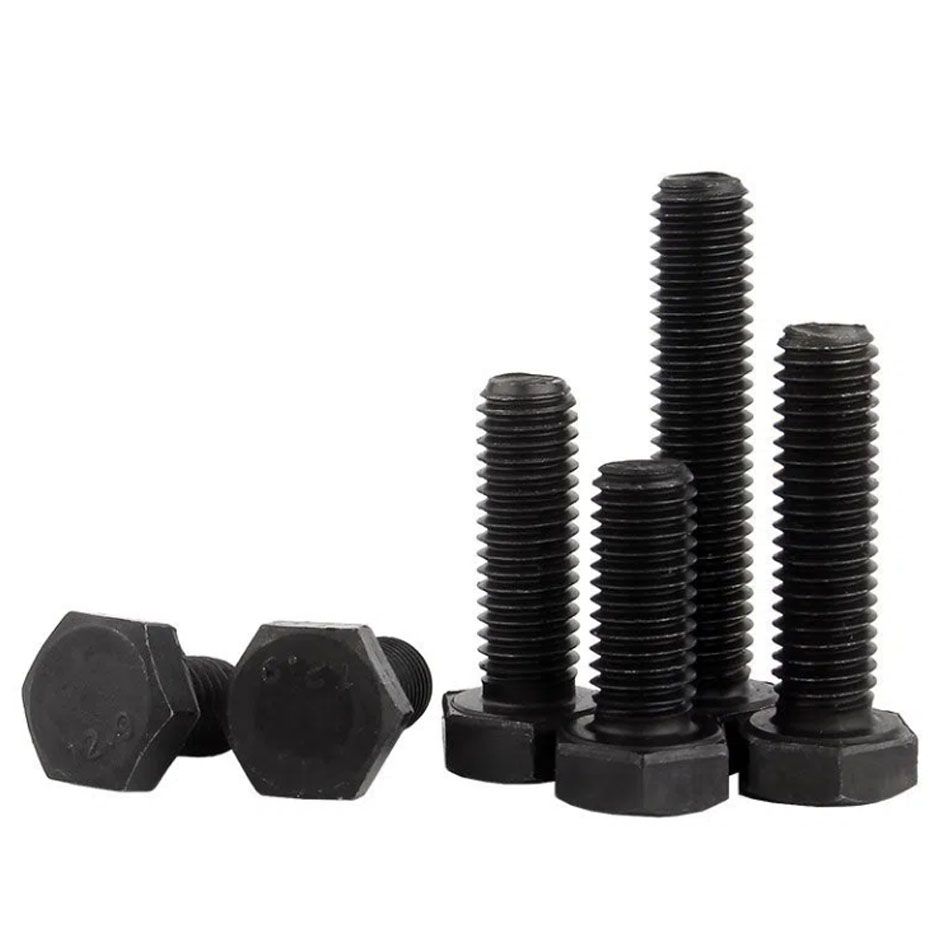 High strength bolts, external hexagonal screws, carbon steel oxidation blackened full thread studs, available for sale in stock