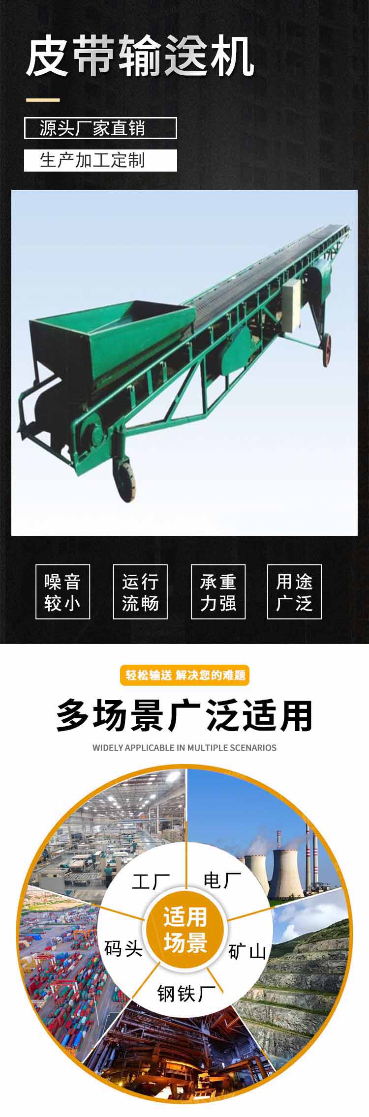 Mobile multi-functional belt conveyor, belt conveyor, grain specific operation, simple and convenient movement