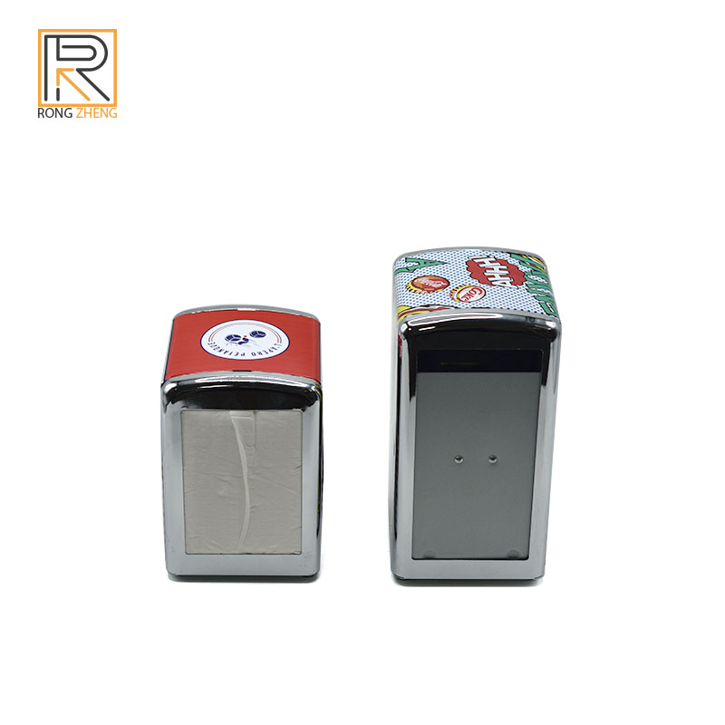 Customized tinplate tissue can with dining label tissue drawer, square tissue box, high and low options