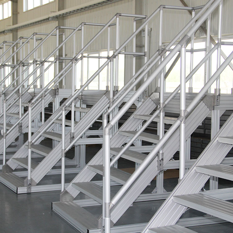 Supply of aluminum profile step workshop, industrial step bridge ladder, anti slip double sided handrail ladder, non-standard