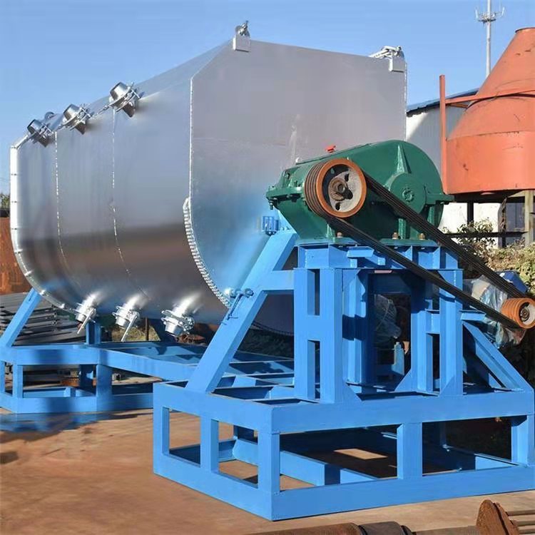 Used 10 cubic meter real stone paint mixer, stainless steel horizontal mortar dry powder mixer