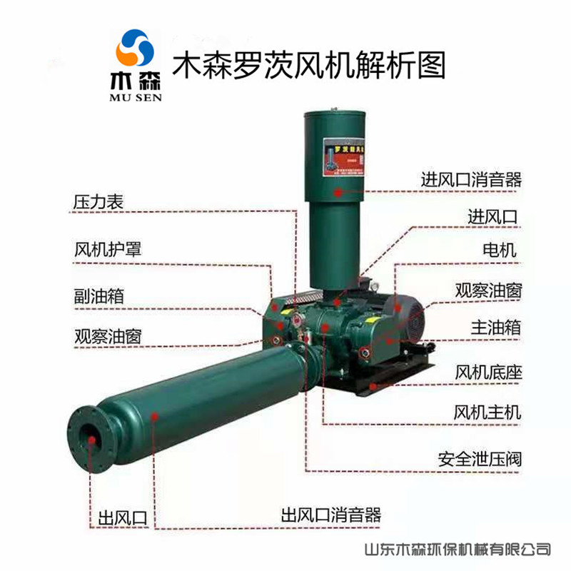 Three leaf Roots blower made of cast steel material, sewage aeration, negative pressure conveying, aquaculture aeration pump, aeration machine