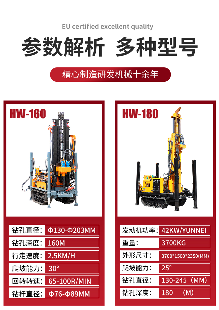 200 meter drilling equipment, drilling machine, tracked water well drilling machine, household pneumatic drilling machine