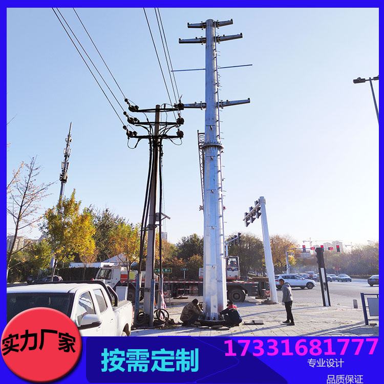 Q345B电力钢杆 热镀锌 双回路15米终端杆 农网输变电架线钢管杆定做
