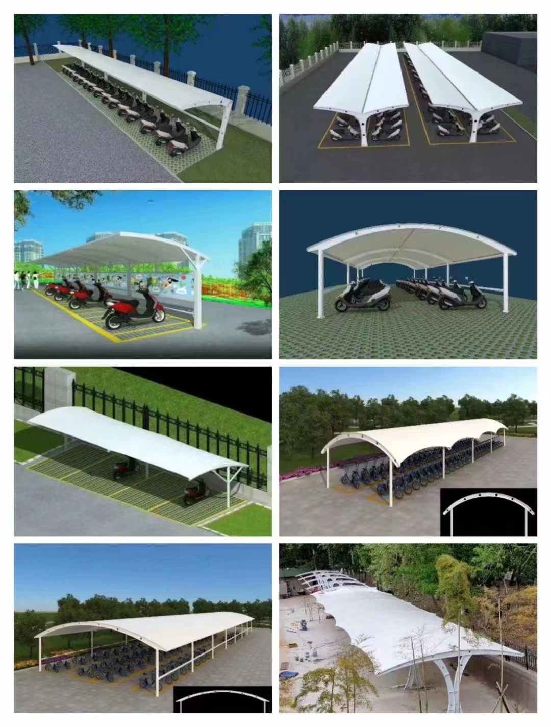 Yihao membrane structure car shed, outdoor sunshade and rainproof shed, charging pile shed installation, landscape shed, strong wind and pressure resistance