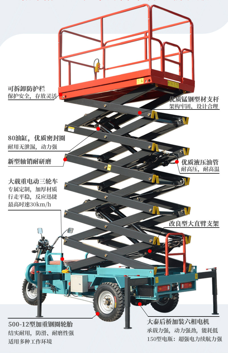 Longyu provides electric three wheel lift trucks, outdoor high-altitude lifting platforms, and manned climbing ladders