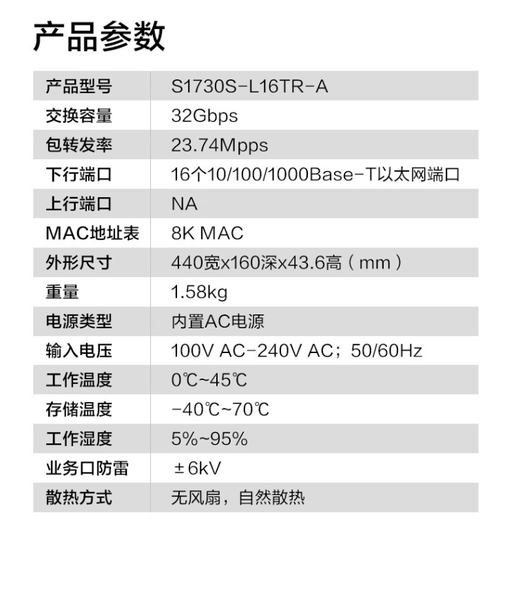 Shutong Smart Selection S1730S-L16TR-A Switch 16 Port Gigabit Enterprise Compatible 100Mbps Network Diverter