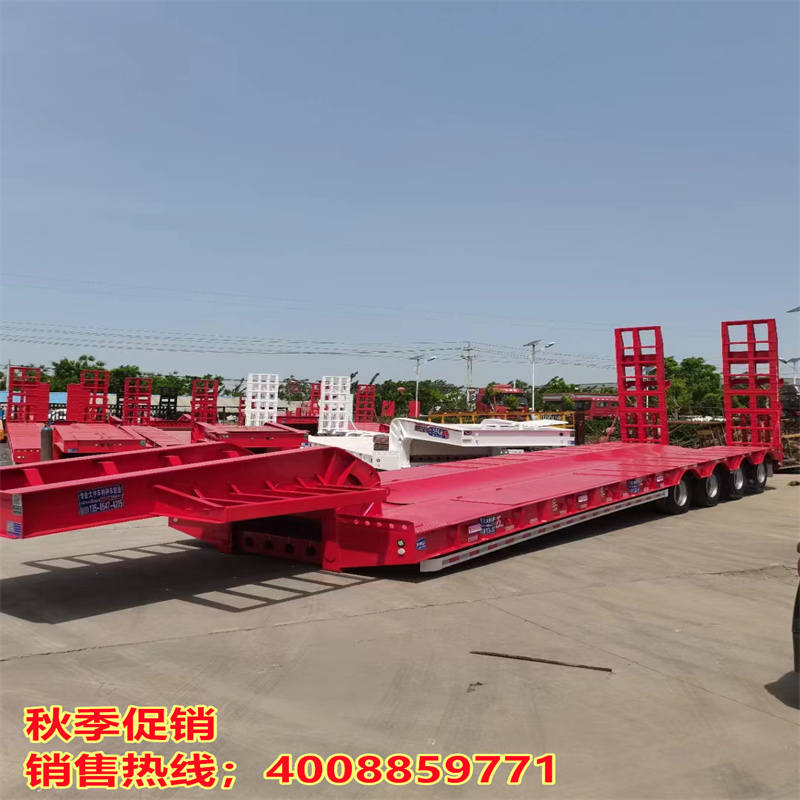 Purchase and sales of 13m 75 hydraulic ladder excavator transportation semi trailer 11m 5 hook machine plate spring trailer