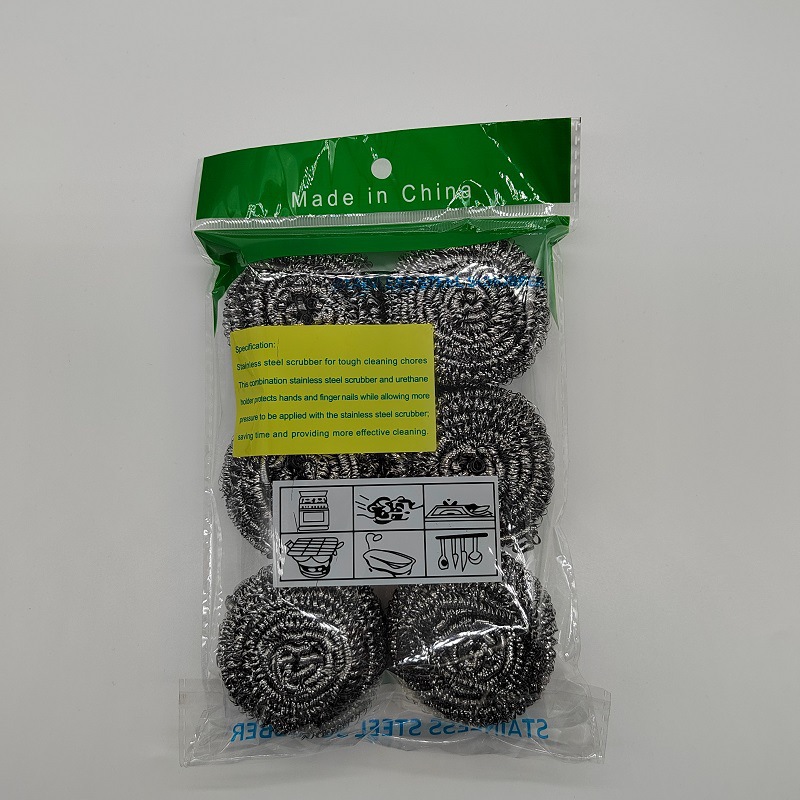 6 sets of steel wire ball cleaning balls, 15g stainless steel pot brush, kitchen cleaning online store, foreign trade source wholesale