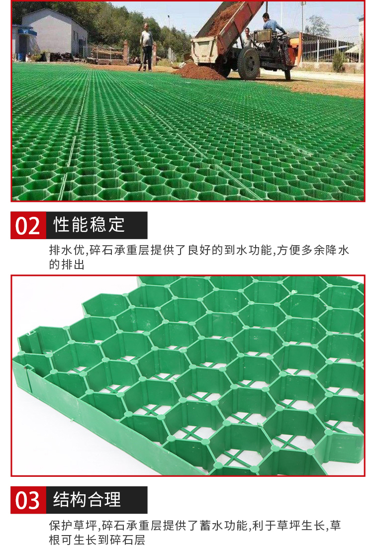 50mm flat plastic lawn tiles for garden greening and parking spaces in residential areas