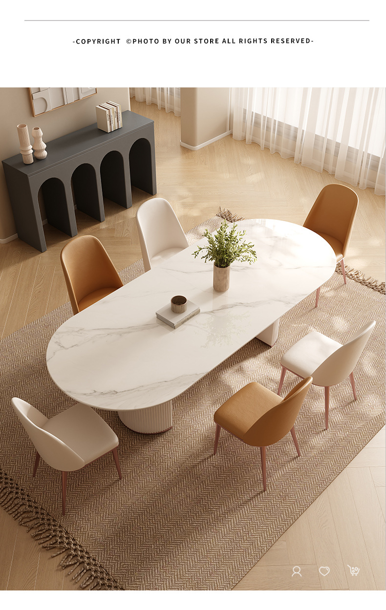 French style rock board dining table and chair wholesale, modern simple small unit homestay, pure white cream style rectangular dining table manufacturer